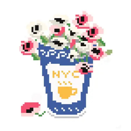 JV165 - NYC Anthora Cup Spring Needlepoint Canvas