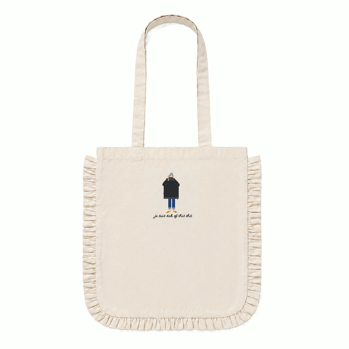 Ruffle Edge Tote Bag - Gray Je Suis