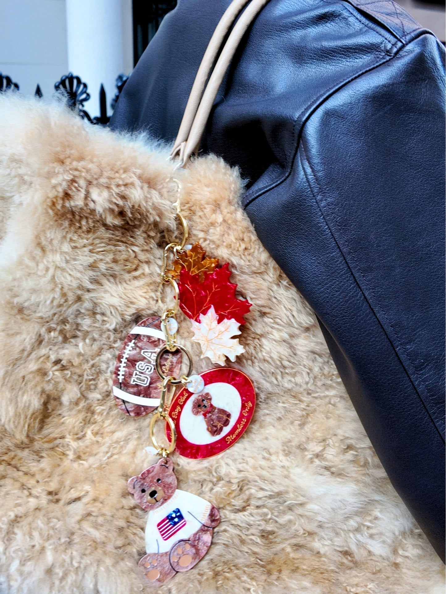 Incorrect Hand-painted Americana Teddy Bear Bag Charm