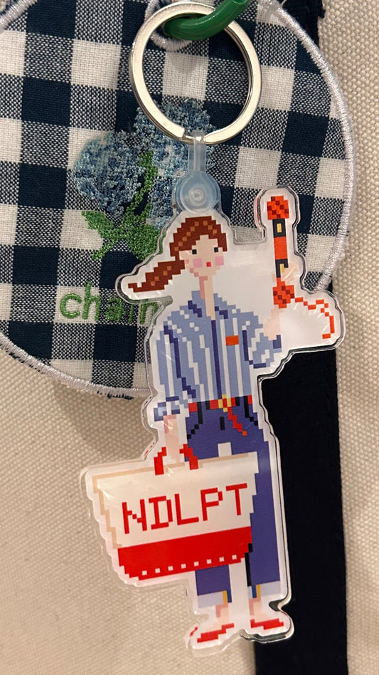 Needlepoint Girl Keychain