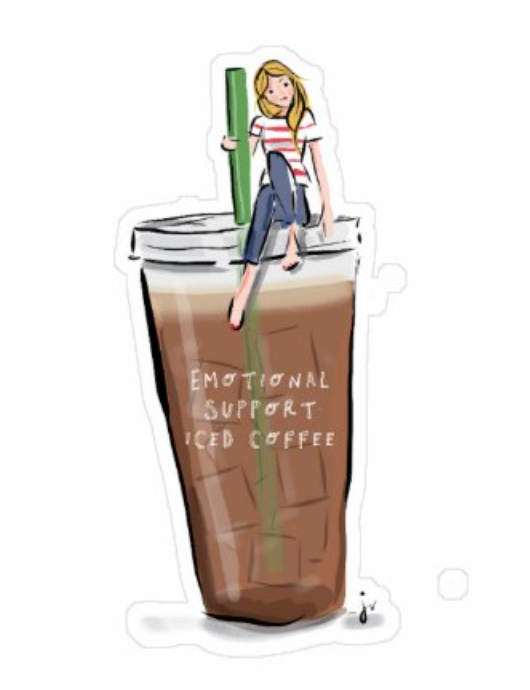 Emotional Support Iced Coffee Sticker