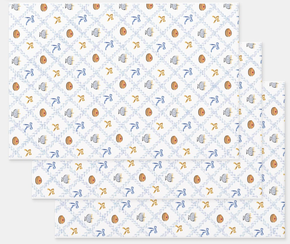 Jelly Donut Hanukkah Girls Gift Wrap Sheets