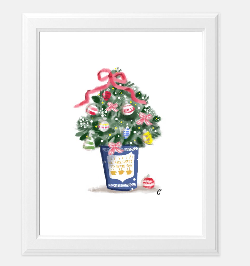 NYC Christmas Anthora Cup Art Print