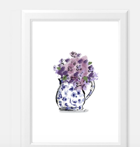 Calico China & Lilacs Art Prints