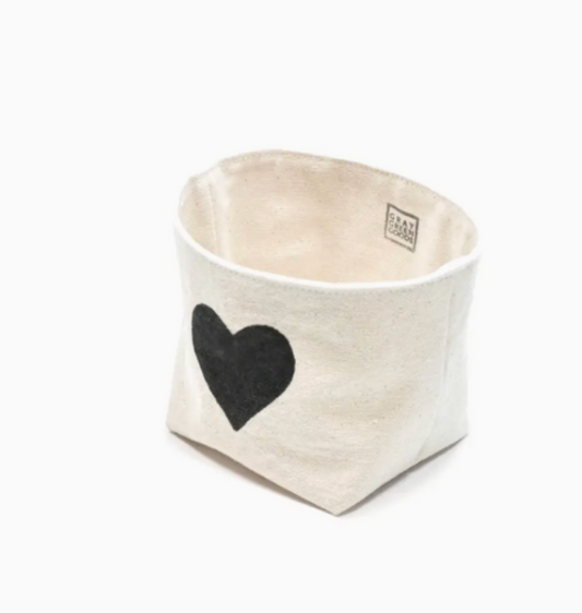 Block Printed Heart Canvas Catch All