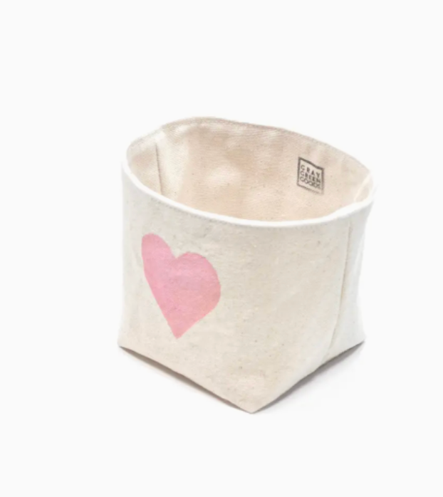 Block Printed Heart Canvas Catch All