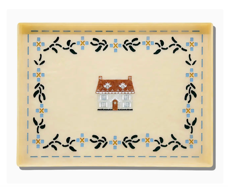 Hand-Painted Cottage Inlay Heirloom Tray