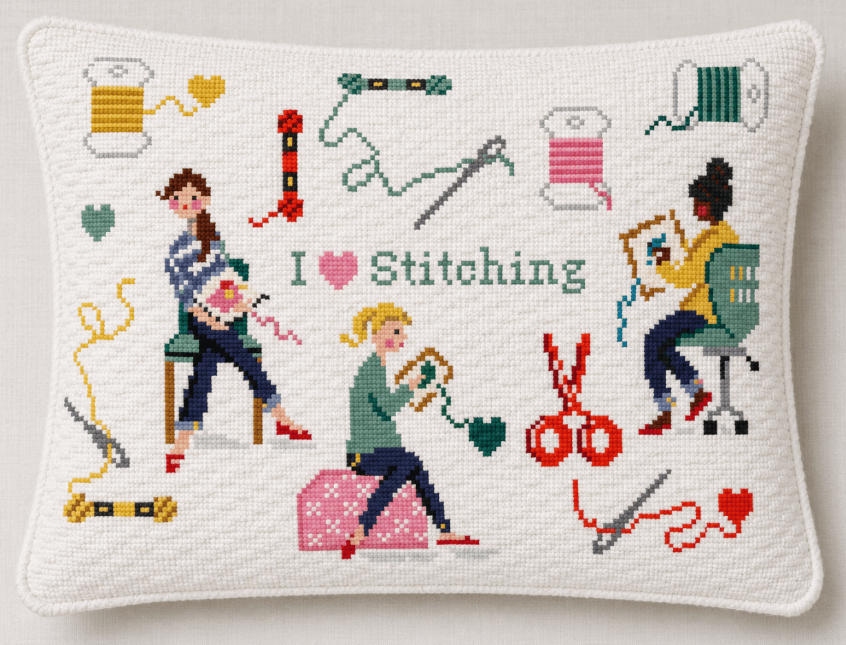 I Love Stitching Needlepoint Canvas