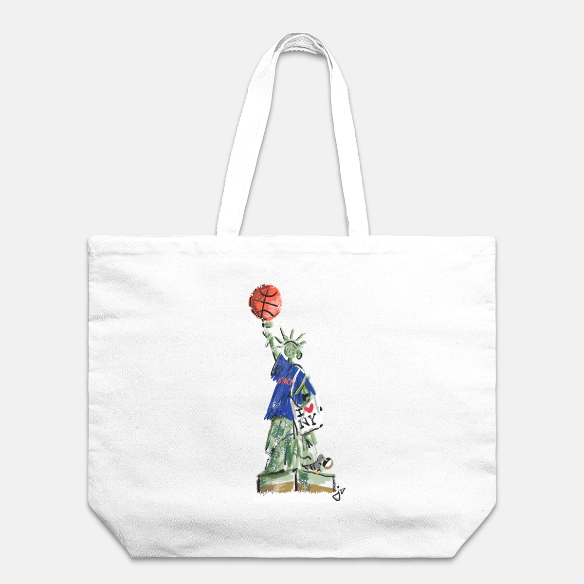 Lady Liberty Knicks NYC Oversized Cotton Canvas Tote
