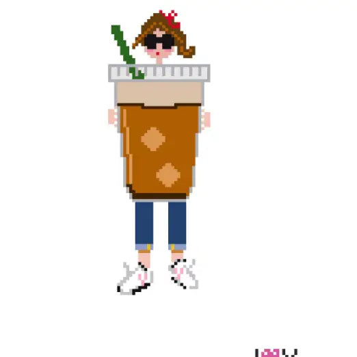 JV168 - Iced Coffee Brunette Girl Needlepoint Canvas