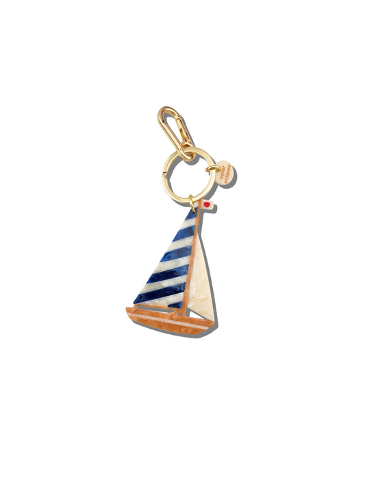 Hand-painted Sailboat Bag Charm + Keychain | Eco-Friendly