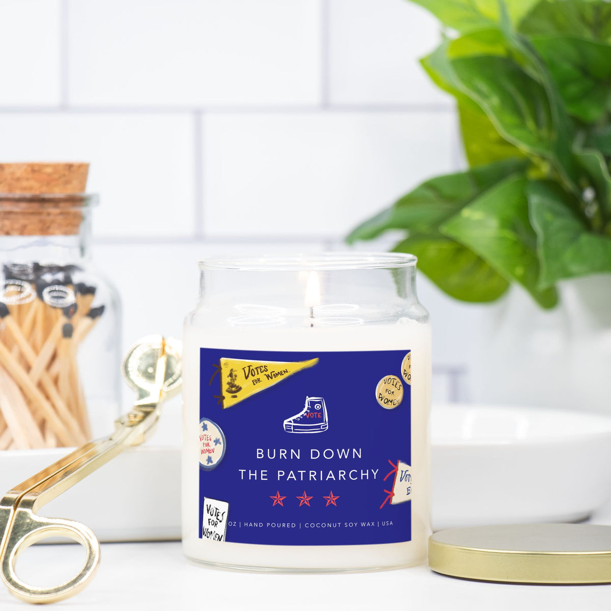 Burn Down The Patriarchy Harris Votes For Women Candle