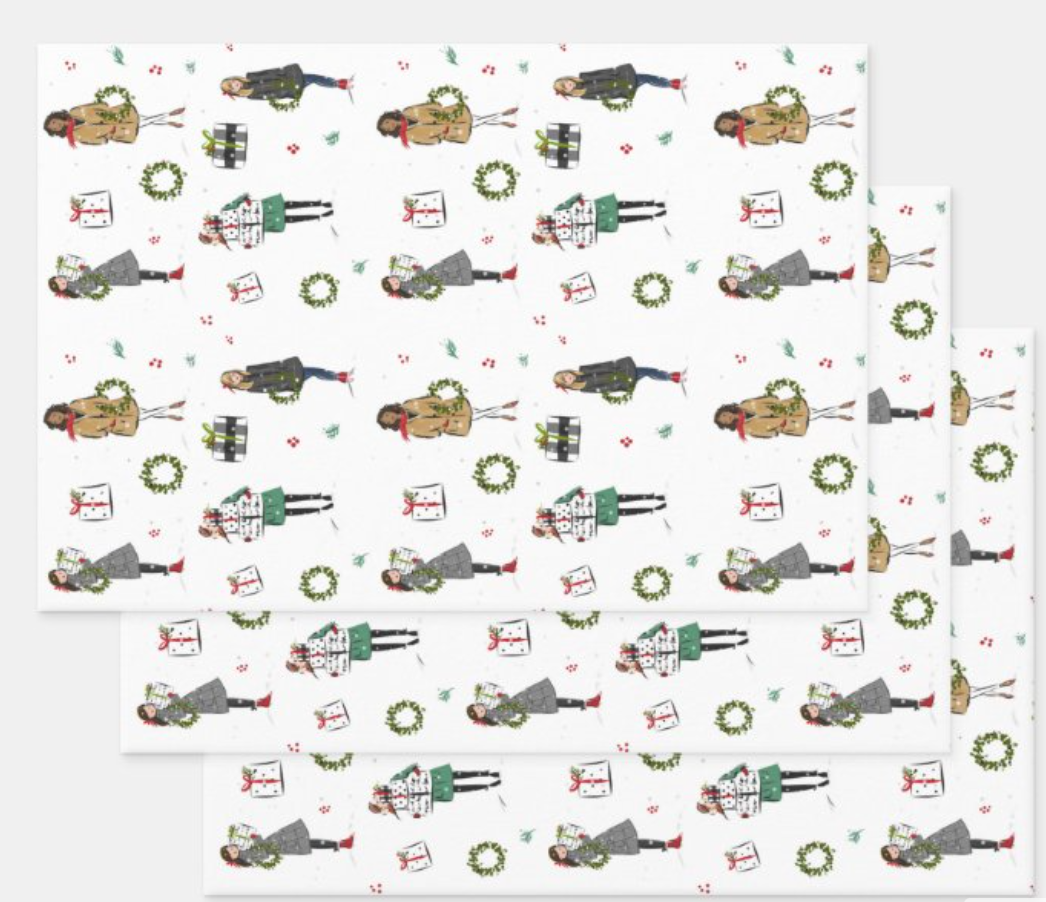 Holiday Girls Gift Wrap Sheets