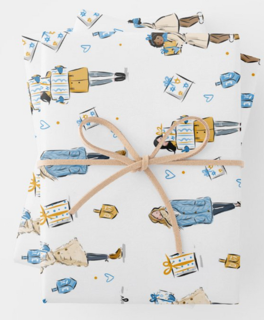 Hanukkah Girls Gift Wrap Sheets
