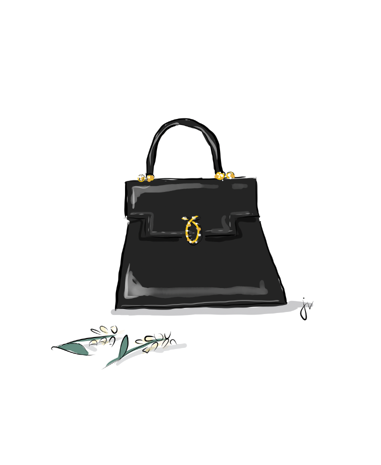 Queen Elizabeth Black Bag Art Print