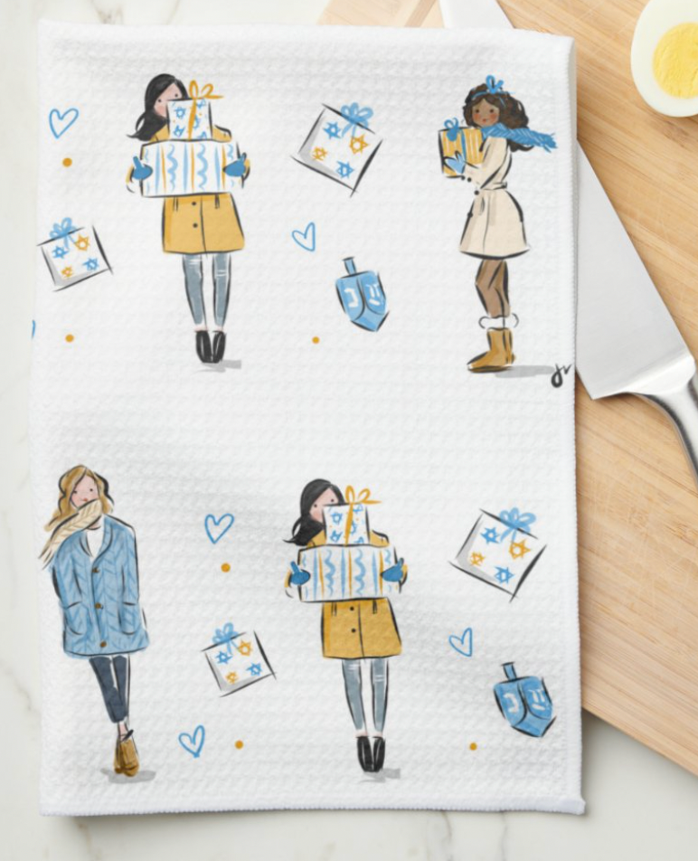 Hanukkah Girls Kitchen Towel