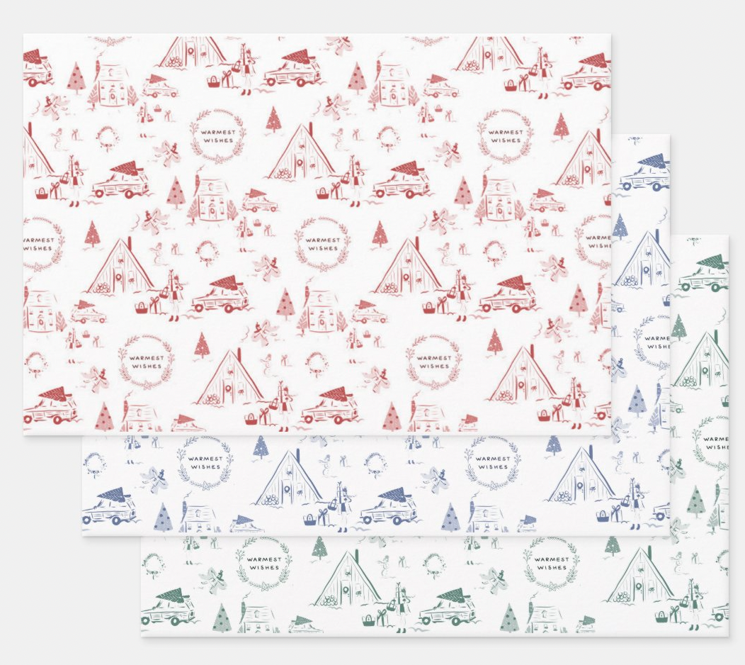 Holiday Toile Gift Wrap Sheets
