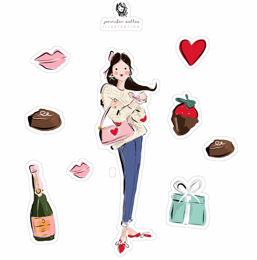 Valentine's Day Girls Stickers