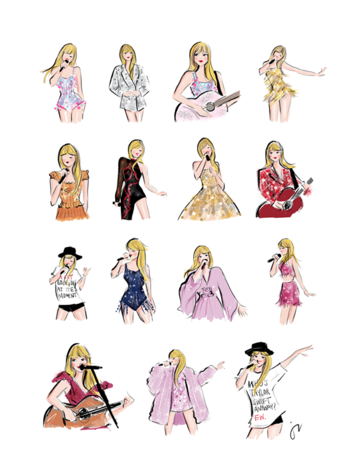 Taylor Swift Eras Tour Outfits Art Print Jennifer Vallez