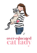 Over-educated Cat Lady 4 or 6" Sticker