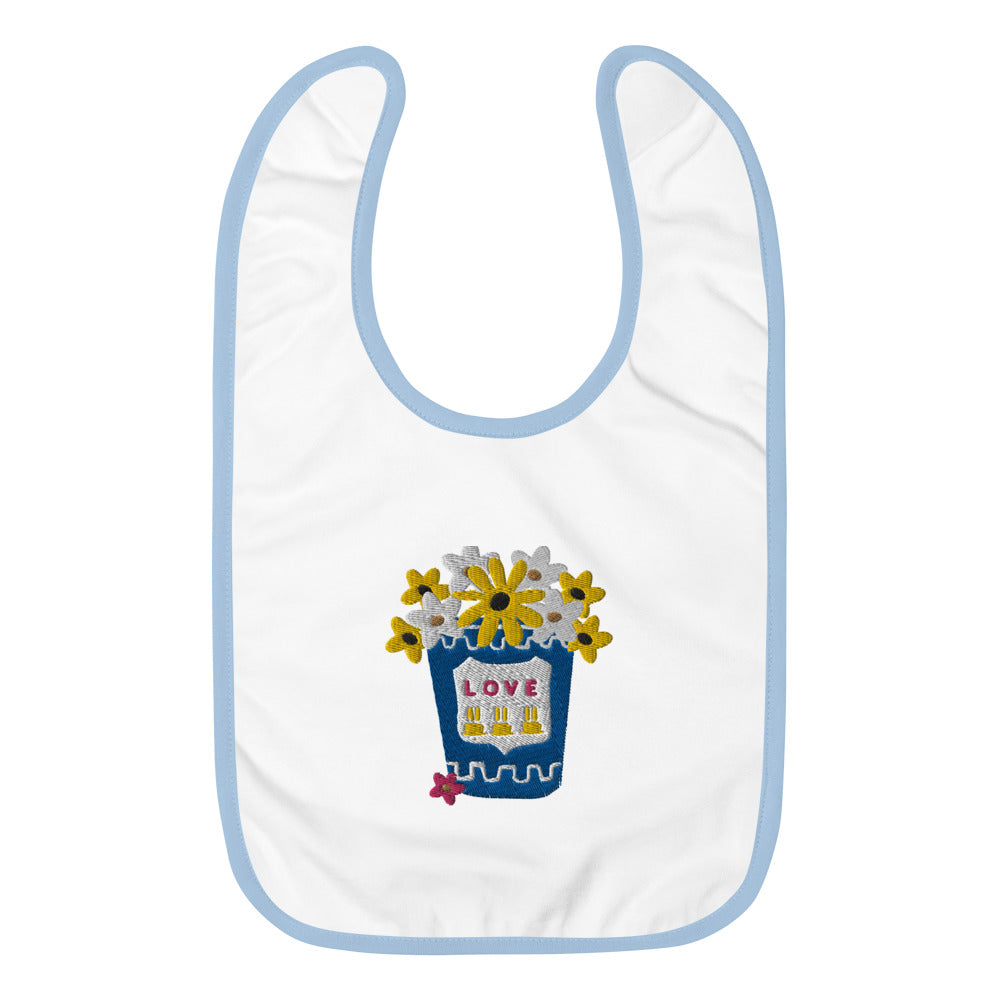 Love Floral Embroidered Baby Bib
