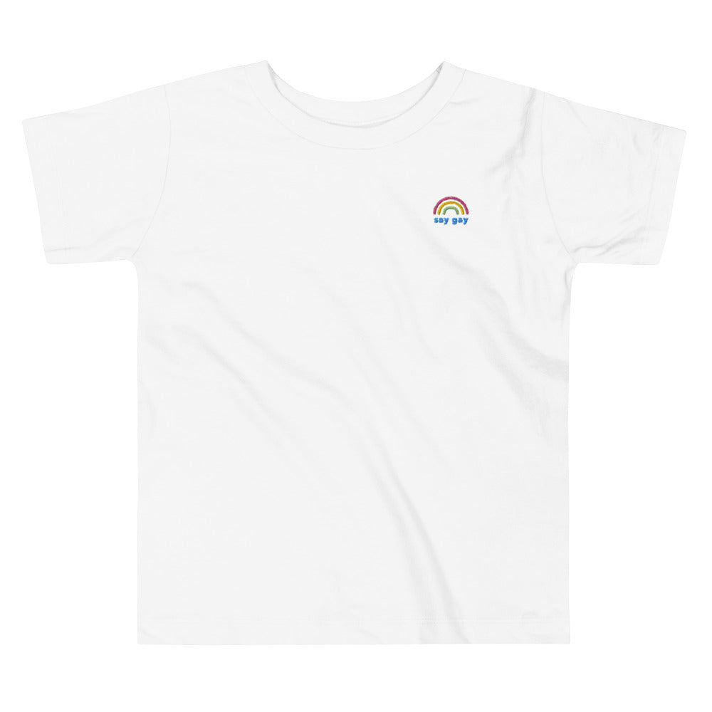Say Gay Embroidered Toddler Short Sleeve Tee