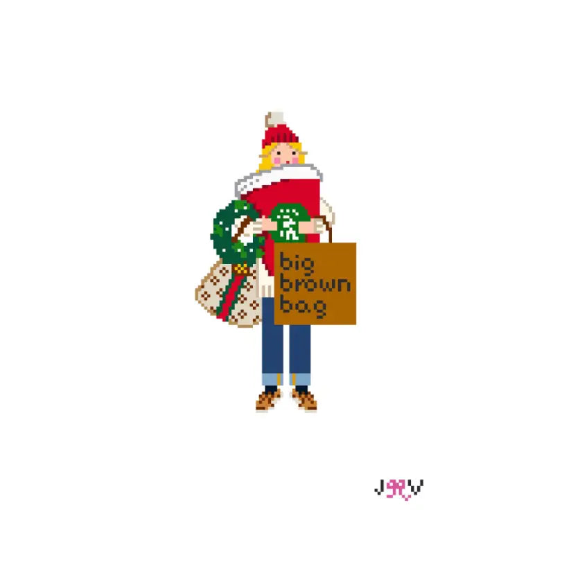 JV181 - Christmas Shopper Blonde Needlepoint Canvas