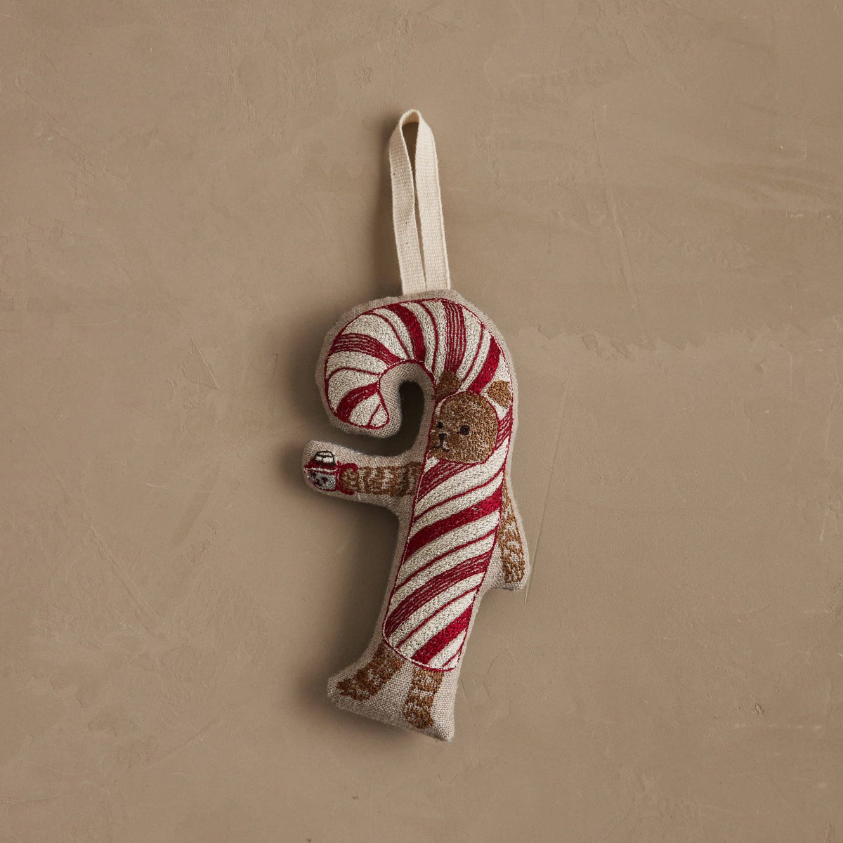 Candy Cane Dog Ornament