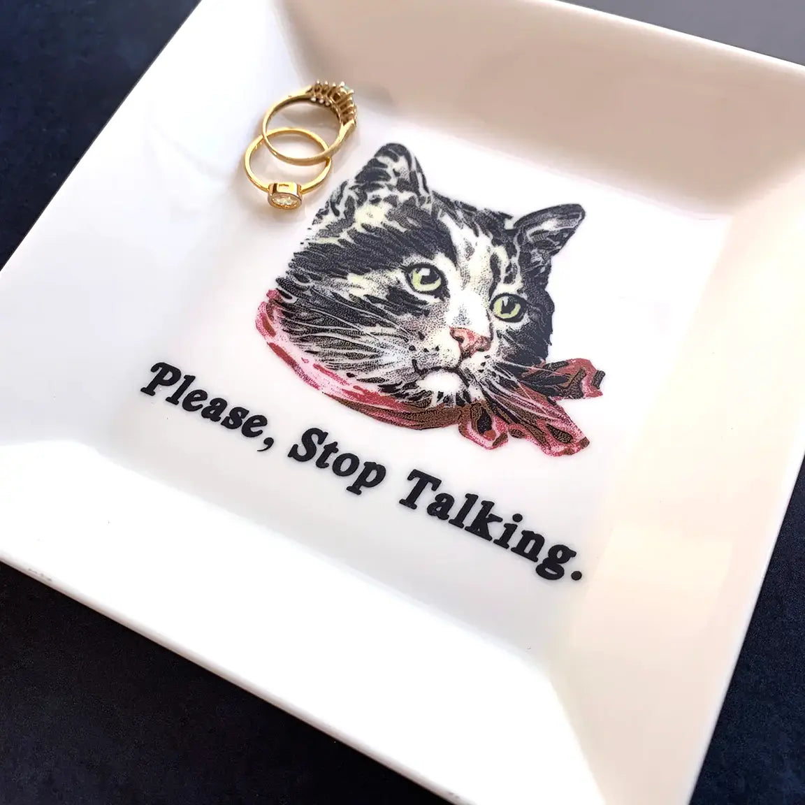 "PLEASE STOP TALKING" - CAT TRINKET TRAY
