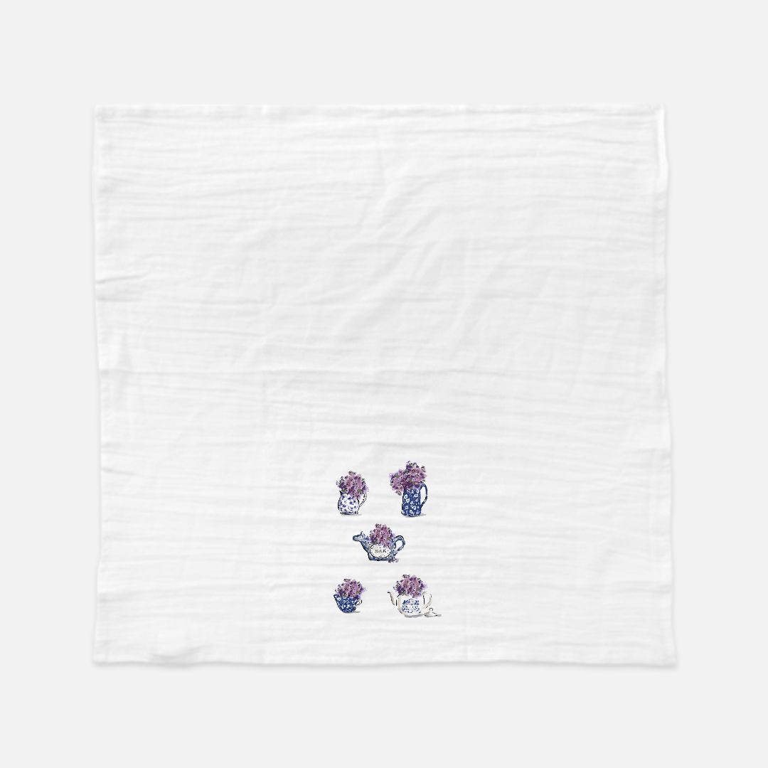 Calico China and Lilacs Tea Towel