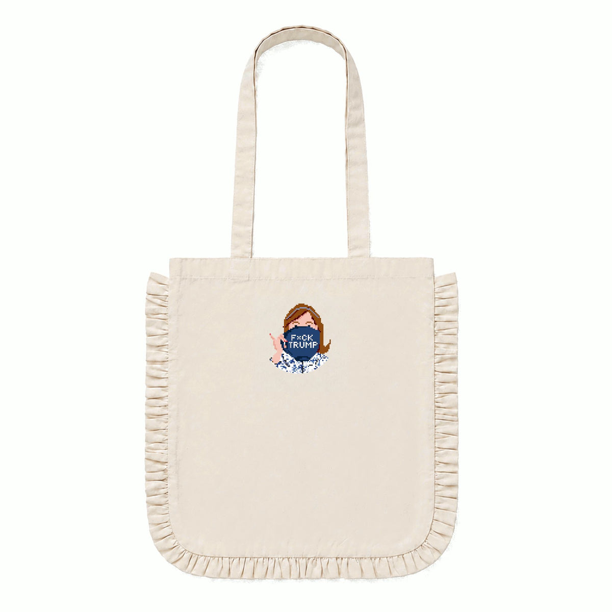 Embroidered Ruffle Edge Tote Bag - F Trump