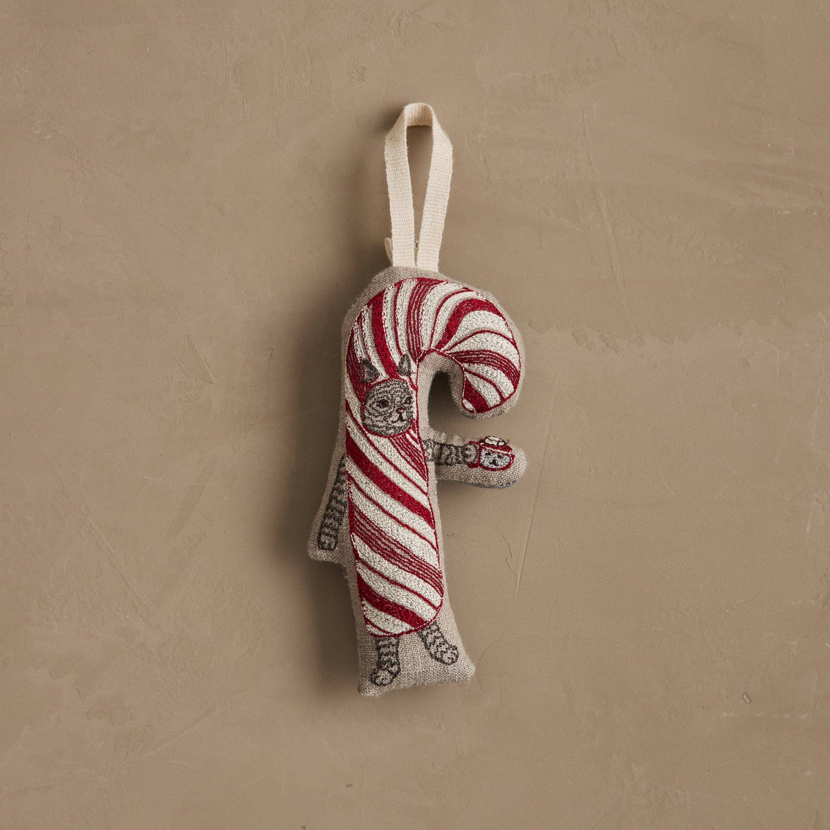 Candy Cane Cat Ornament