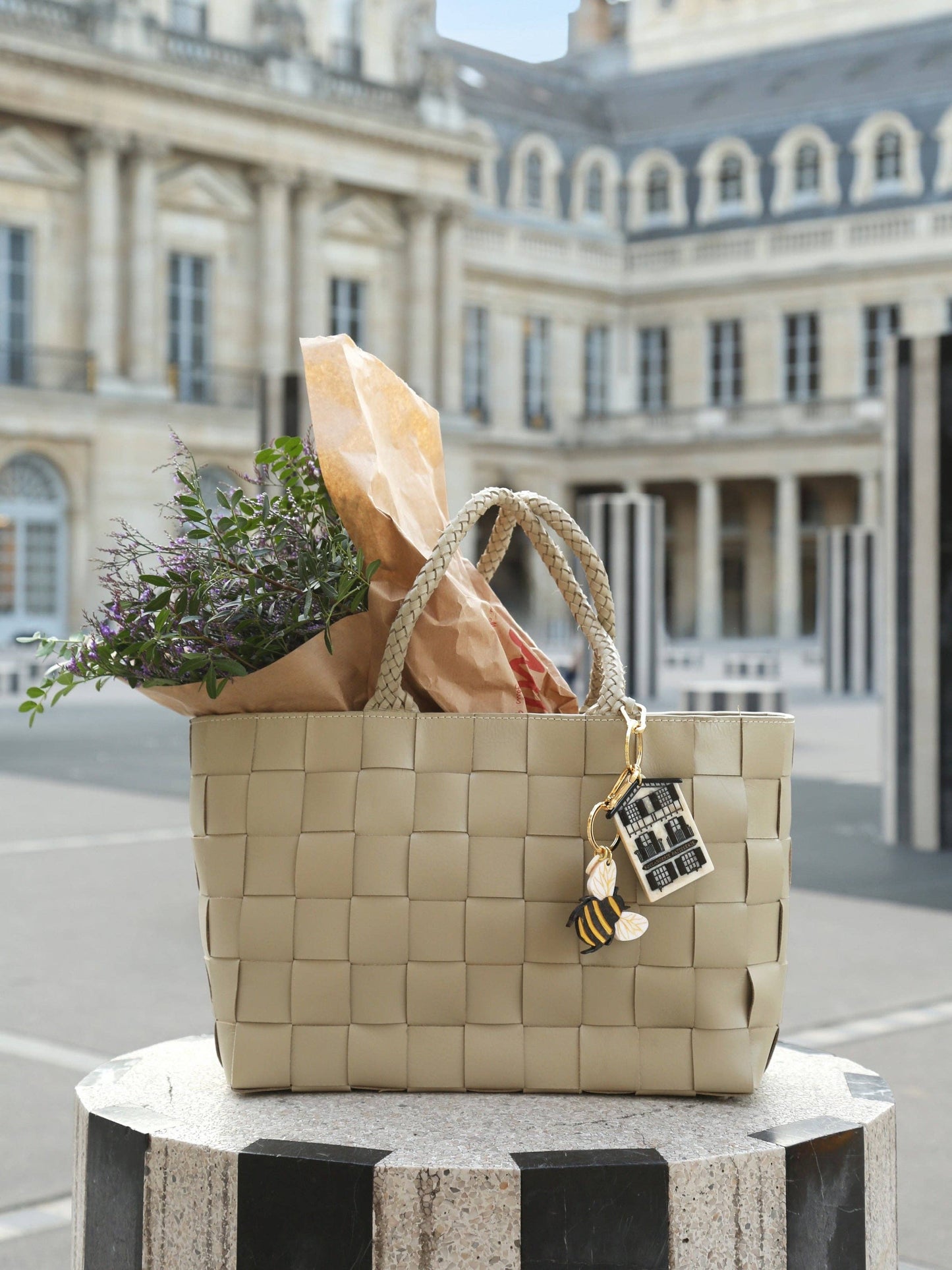 Hand-painted Basque Boulangerie Bag Charm + Keychain | Eco-Friendly