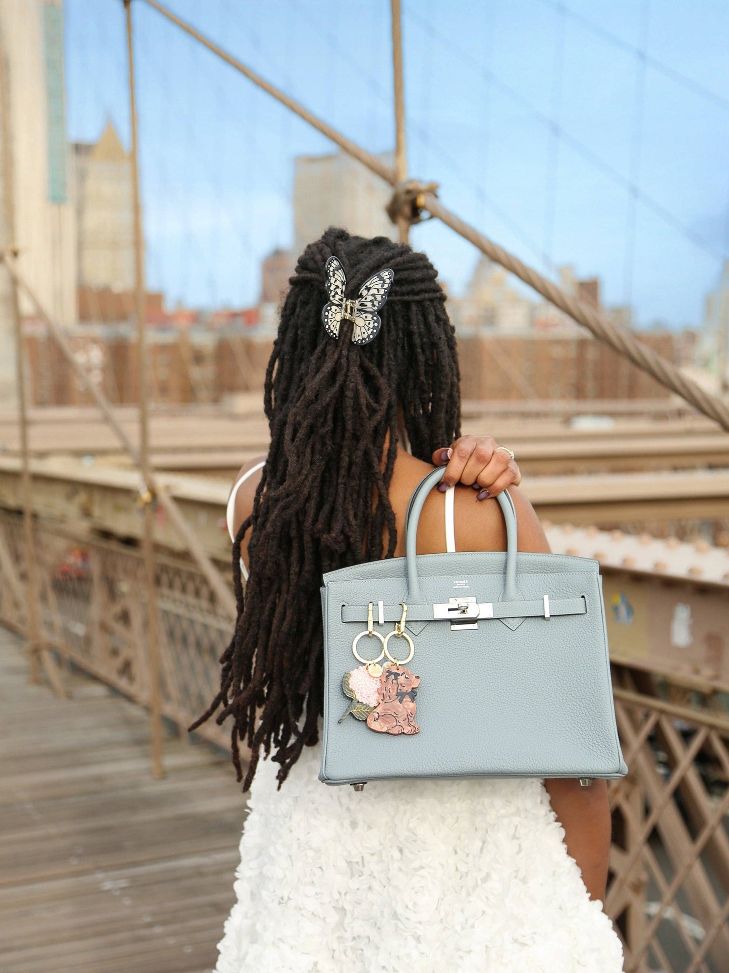 Hand-painted Hydrangea Bag Charm + Keychain | Eco-Friendly