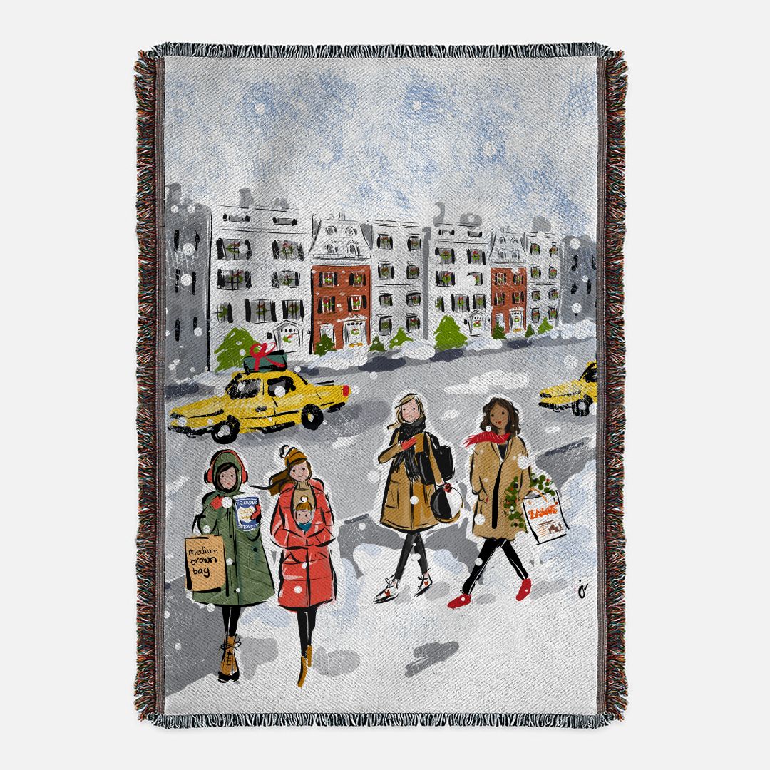 NYC City Girls Holiday Woven Blanket
