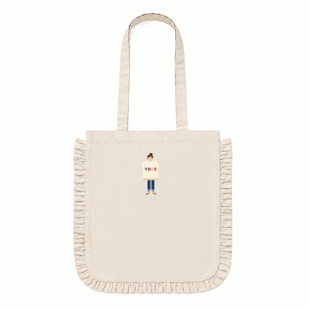 Ruffle Edge Tote Bag - Vote
