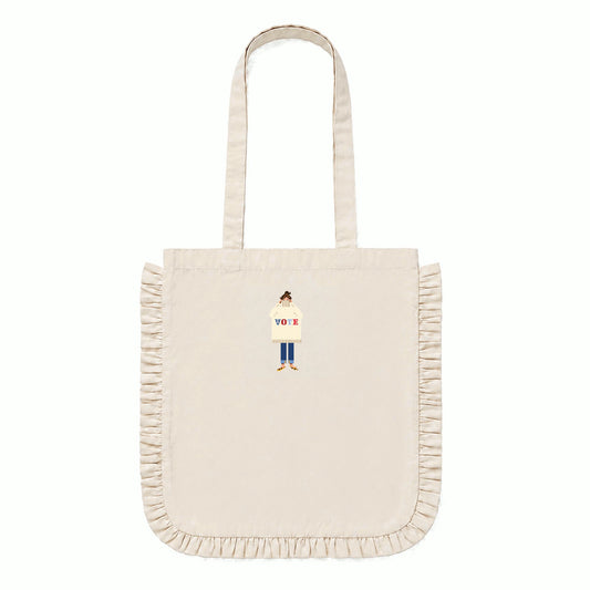 Ruffle Edge Tote Bag - Vote