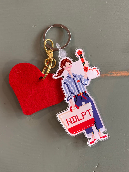 Needlepoint Girl Keychain