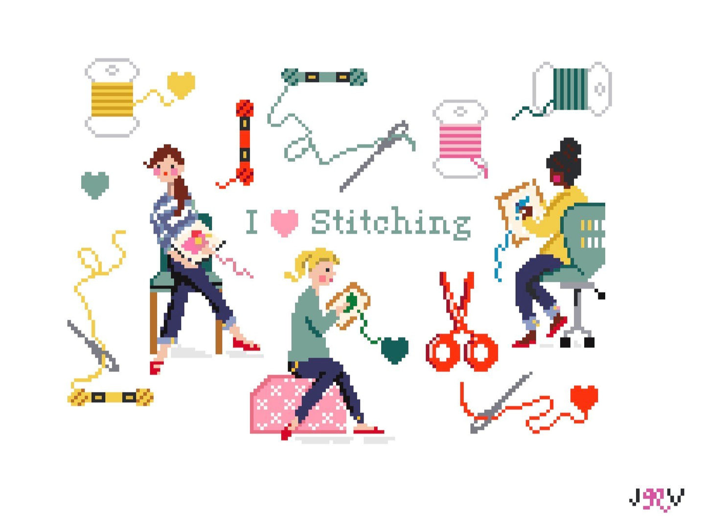 I Love Stitching Needlepoint Canvas