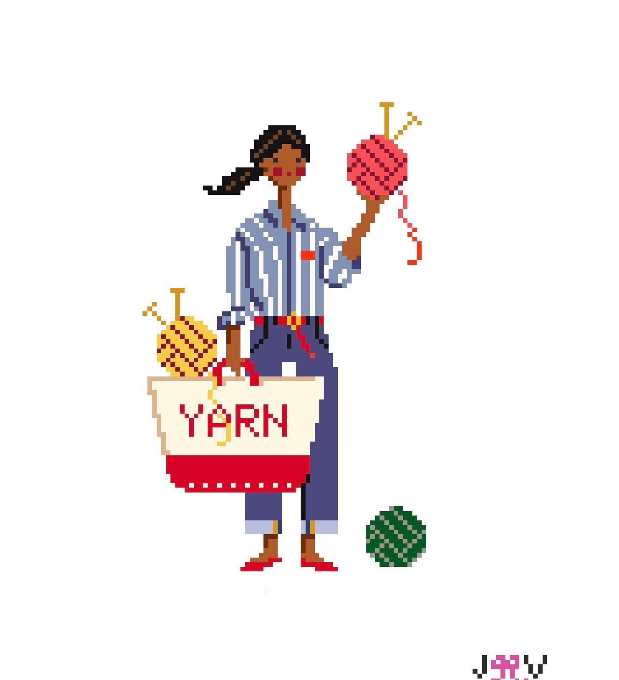 Knitting Girl Needlepoint Canvas
