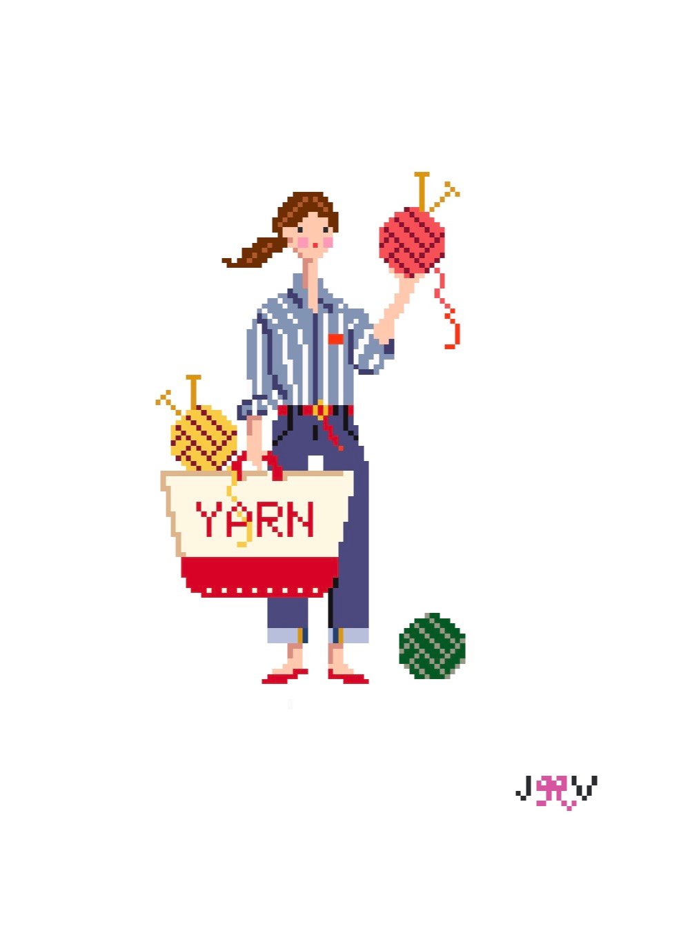 Knitting Girl Needlepoint Canvas