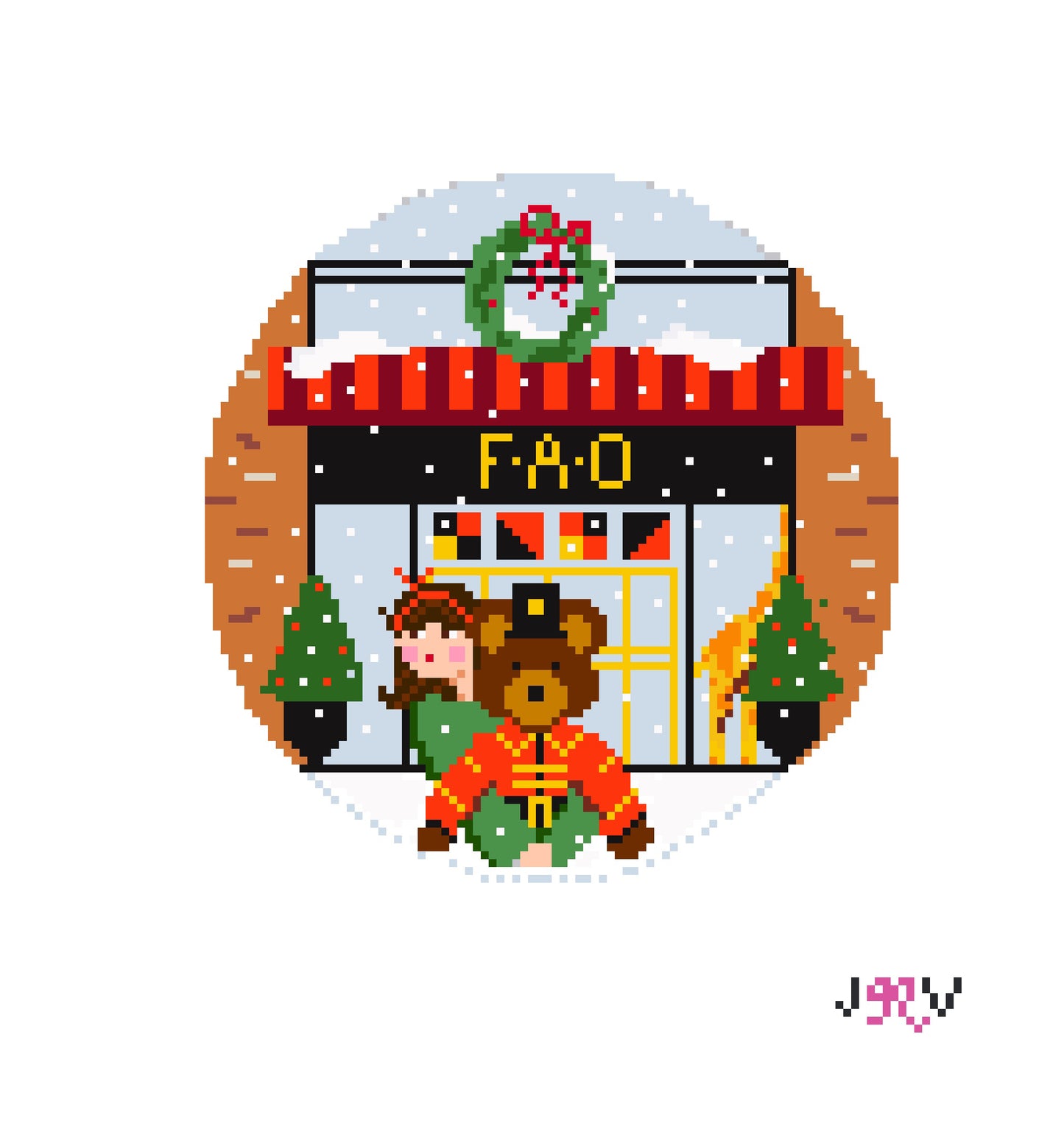 JV202 - FAO Bru Round Needlepoint Canvas