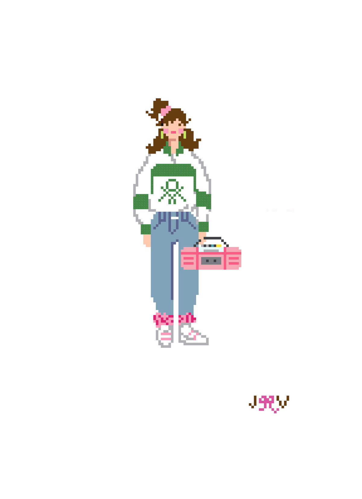 JV208 - 80's Girl Needlepoint Canvas
