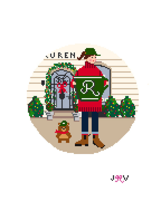 JV226 - NYC Coffee Shop Holiday Round Needlepoint Canvas