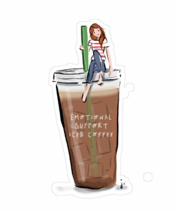 Emotional Support Iced Coffee Sticker