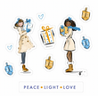 Hanukkah Peace Love Light Sticker