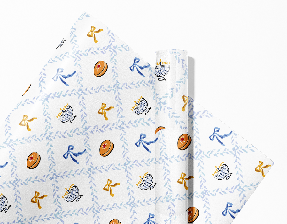 Jelly Donut Hanukkah Girls Gift Wrap Sheets