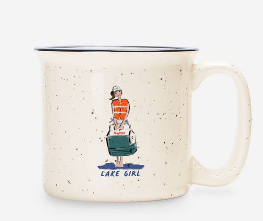 Speckled Ceramic Lake Girl Camp Mug