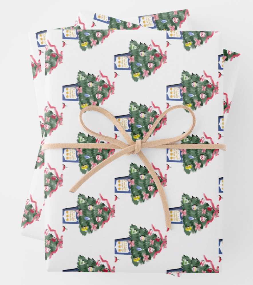 NYC Christmas Anthora Cup Gift Wrap Sheets