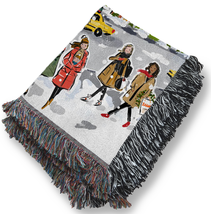 NYC City Girls Holiday Woven Blanket